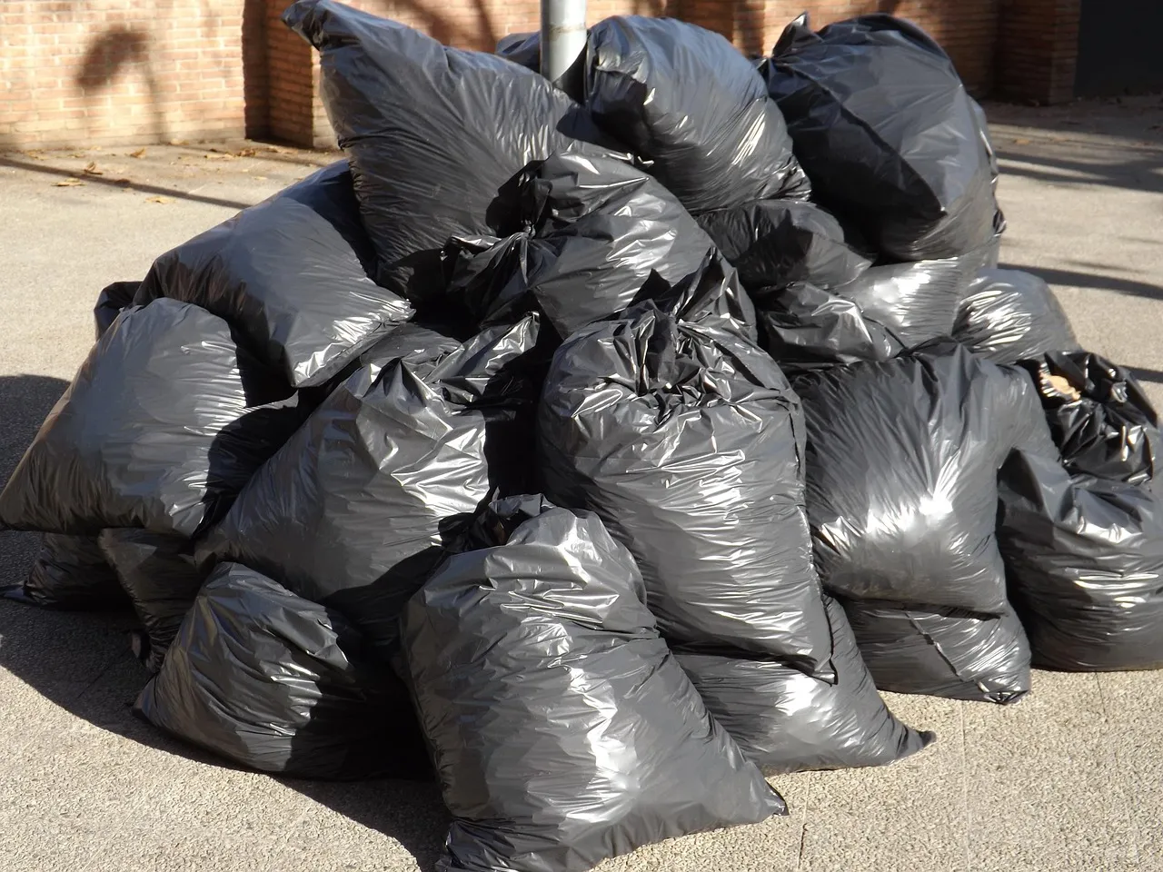 Trash removal crew hauling bagged trash and clutter out of a Gainesville FL apartment